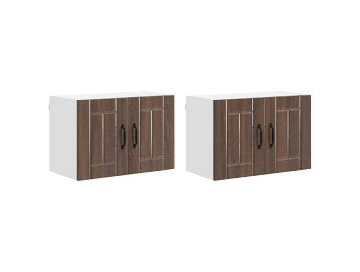 HKTMGDNG 2er Set Wandschrank Küchenschrank Brauneiche 60x31x40 cm Praktisches 2er Set Hängeschränke aus pflegeleichtem Holzwerkstoff für Küche und Essbereich mit 4 stabilen Fächern.