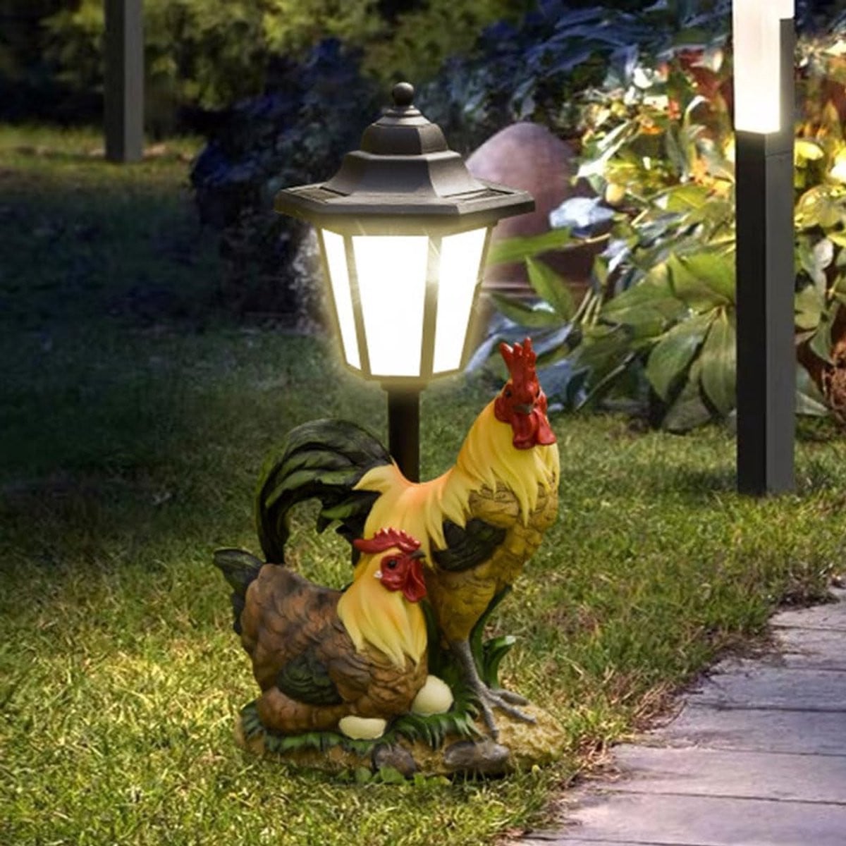 Zonnebloem Kip Tuinbeeld met Verlichting voor Buiten Decoratie