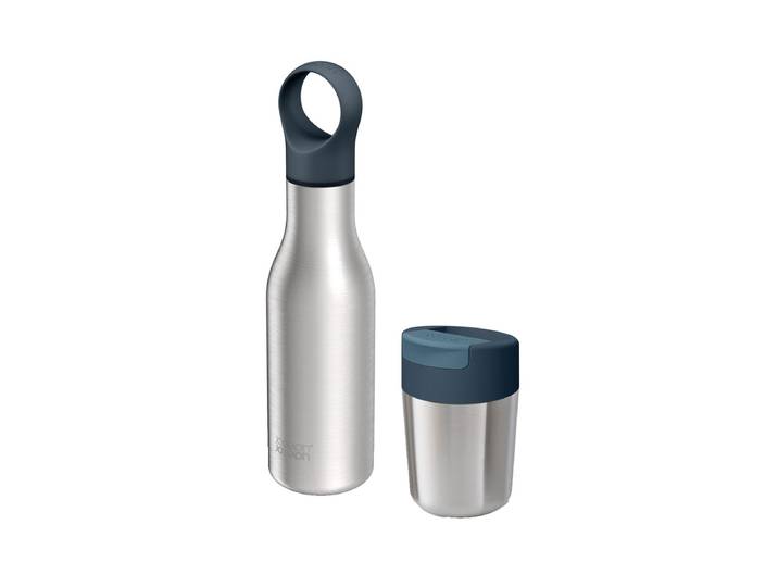 Joseph Joseph Reisebecher Trinkflasche Set 2 tlg. Edelstahl
