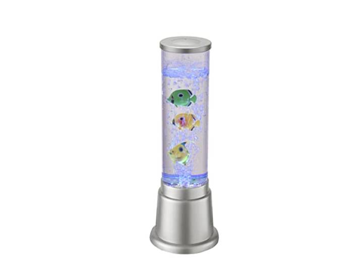 LED Wassersäule Sprudelsäule Farbwechsel 3 Fische Lavalampe Mini Dekosäule