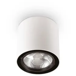 Ideal Lux Aufbaustrahler MOOD ROUND QPAR111, Ø 15cm, inkl. GU10 50W 2700K, schwenkbar, Weiß / innen schwarz IDEA-140872