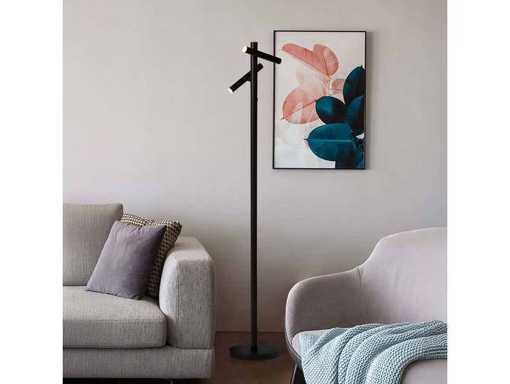 Searchlight LED Stehlampe Stehlampe, dimmbar, schwarz, für Wohn- / Esszimmer, Metall, Modern, LED Stehlampe