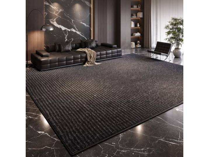 Vintage Wohnzimmerteppich Waschbar Kinderteppich JuteLook Rutschfest Carpet Pflegeleicht Carpet, Flachgewebe, Fleckenabweisend, Schlafzimmer, Esszimmer, Büro, Kinderzimmer, 6mm(Black-gray,200x300cm)
