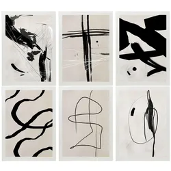 POSTER Set Mit 6 Illustrationen Von Franz Kline Abstrakter A3 Weißer Rahmen