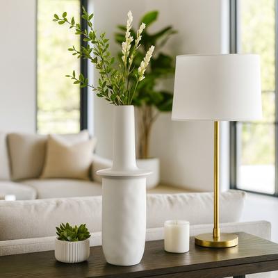 Sagebrook Home Decorative Vase - Ivory Ceramic Unique Flared Top