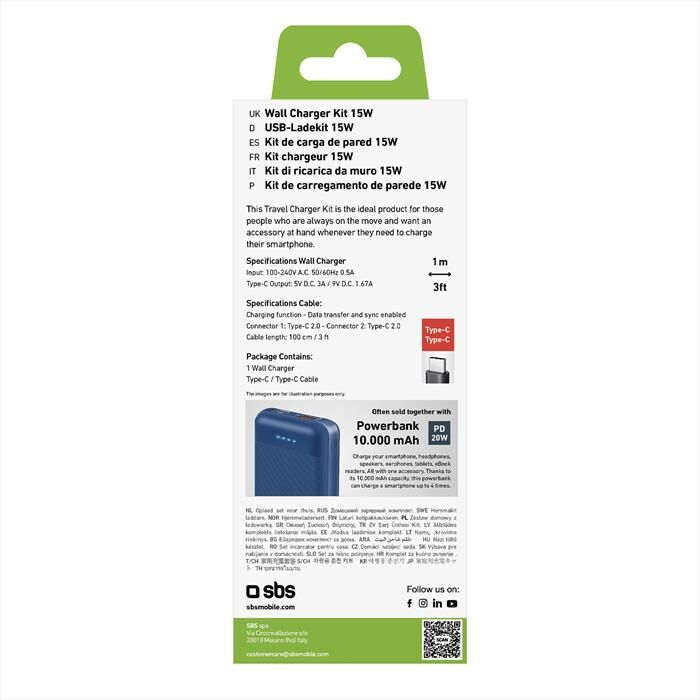 SBS Carica Batterie Tekittrtc15w-nero