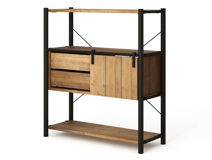 LIVERPOOL 4er Regal-Kombi, Highboard aus Massivholz