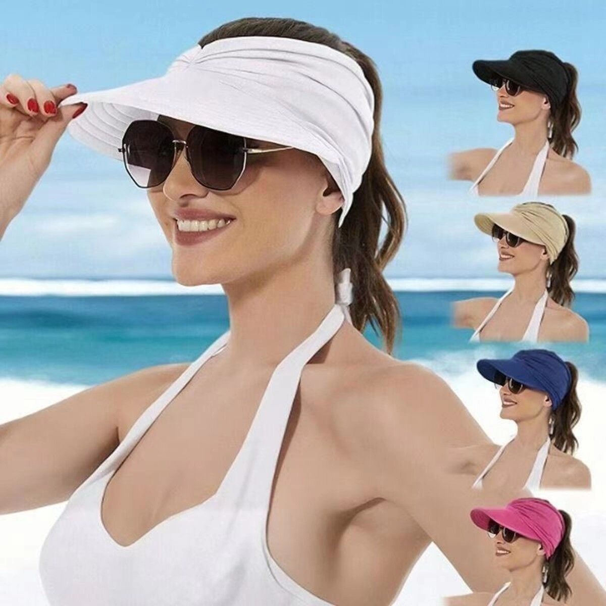 INF Damen-Sonnenhut für Sport im Freien mit offener Oberseite, UV-Schutz und Nackenabdeckung Rosa