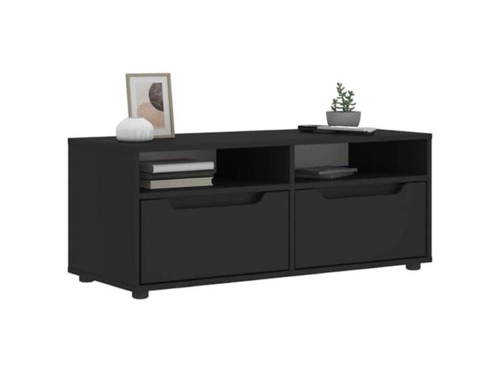HEFZGDB TV-Schrank VISNES Schwarz 100x40x38 cm Holzwerkstoff mit reichlich Stauraum für Multimedia-Geräte, platzsparend durch Wandmontage, praktische integrierte Griffe,