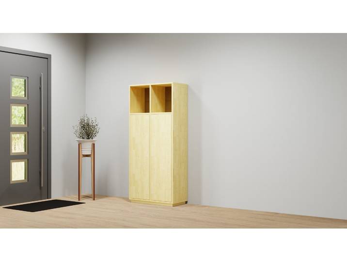 Schmales Highboard aus Kiefer Kiefer Natur geölt