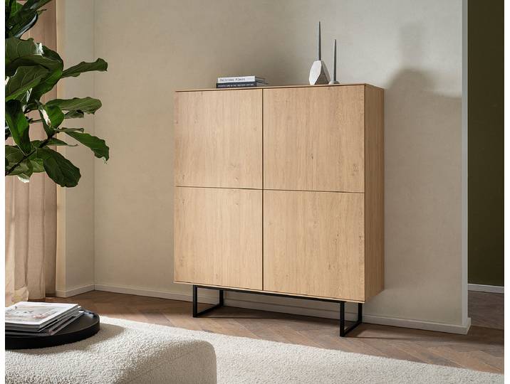 Highboard 115 x 137 x 40cm Holz/Braun/Eiche Dekor