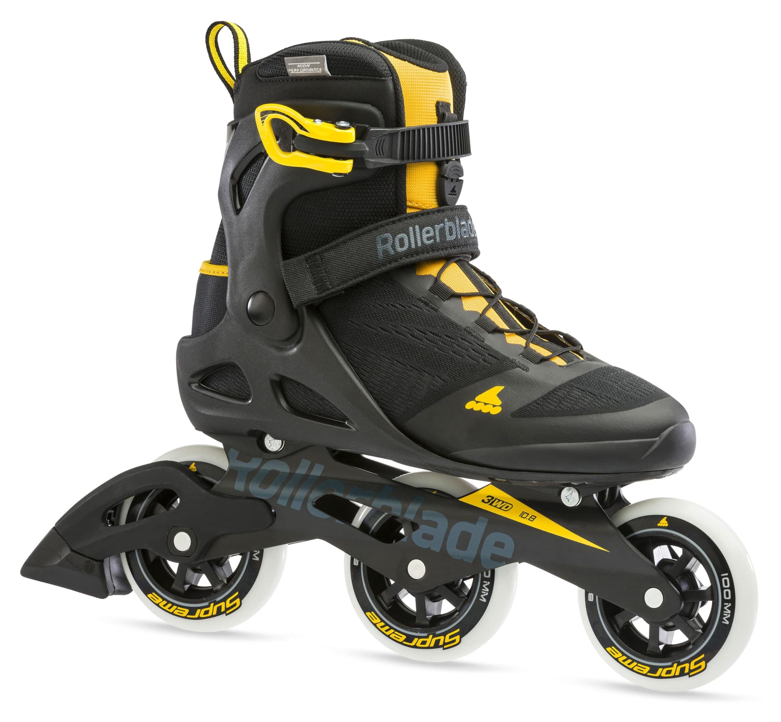 Herren Inline-Skates 100 3WD, High Performance, Schwarz/Gelb, Gr. 42.5