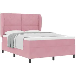 vidaXL, Boxspringbett, Boxspringbett Mit Matratze Samt Rosa (160 x 200 cm)