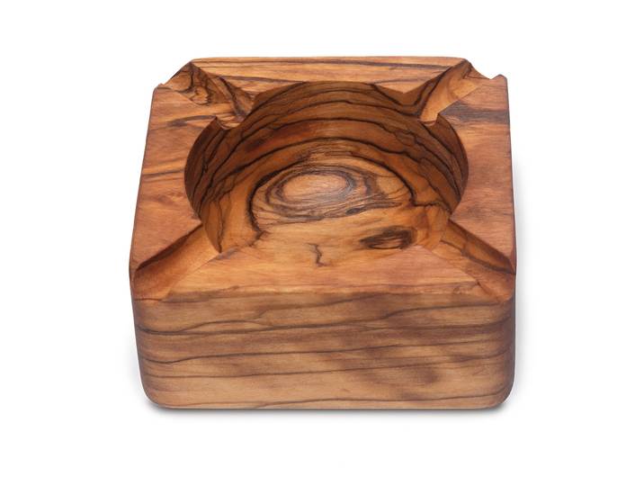 Aschenbecher, 9 x 9 x 4 cm, Olivenholz