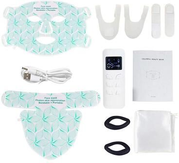 Uplifted Finds Professional 8 Color Silicone LED Facial Mask & Neck Phototherapy System green Set No Box