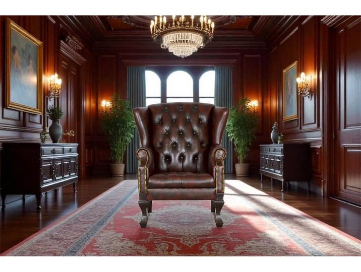 Salottini Chesterfield-Sessel Chesterfield Ohrensessel Chester Ledersessel Relaxsessel Salottini, Handarbeit