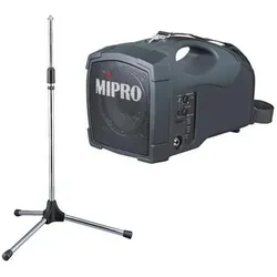 Mipro MA-101B mobiler Lautsprecher mit Stativ (Aktiv), PA Lautsprecher, Schwarz