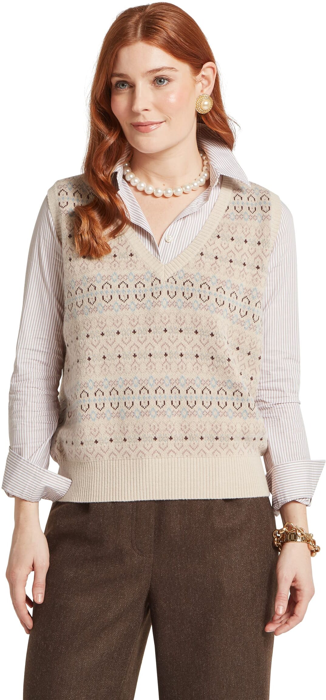 Schöffel Country Tresness Fairisle Vest - Cream - Size UK16 - Women