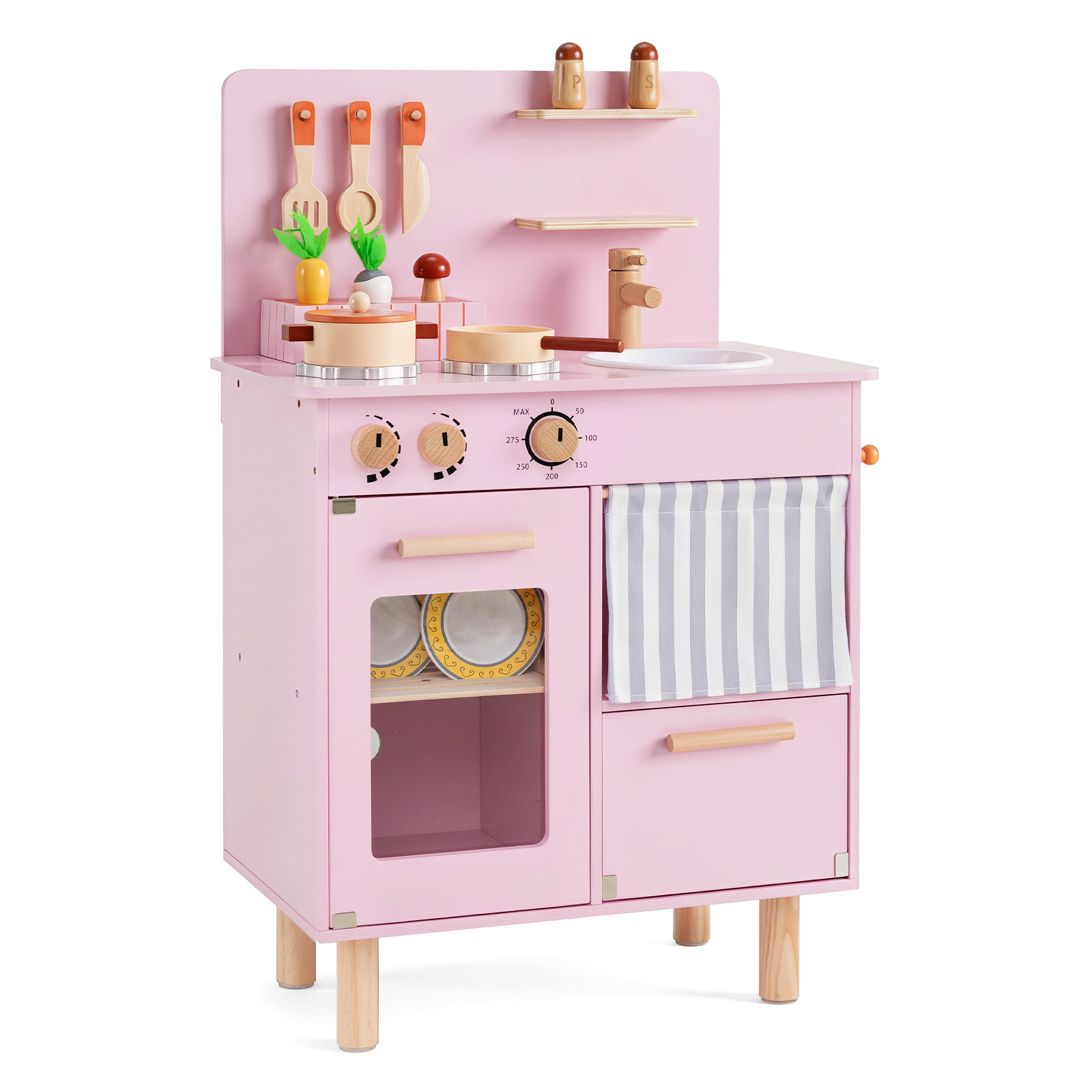 Costway Speelkeuken voor Kinderen met Fornuis, Roze