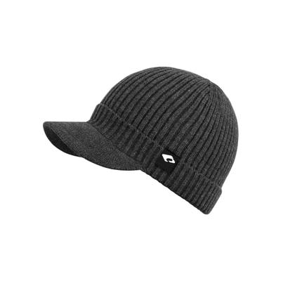 Strickmütze CHILLOUTS "Benno Hat", Herren, grau (dunkelgrau), Strick, Kunstfaser, unifarben, Mützen Strickmütze, Cap-Mütze mit Schirm