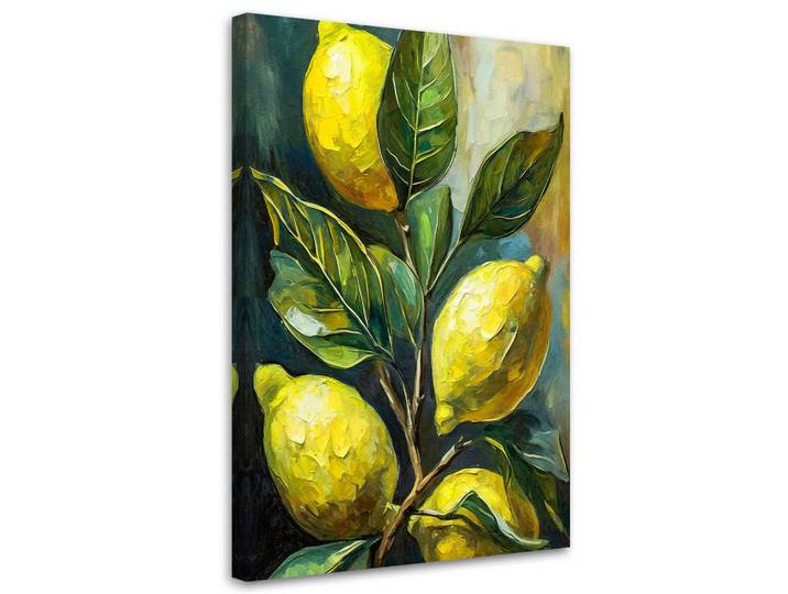 Feeby Leinwandbild Zitronen und Blätter 70x100cm, Grün, Essen/Getränk, Rechteckig, 70x100 cm, Bilder & Rahmen, Bilder, Leinwandbilder
