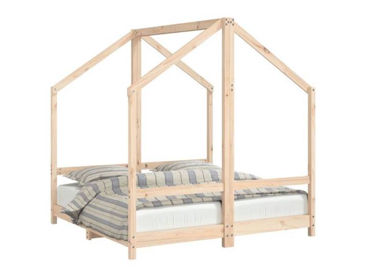 Cadre de lit pour enfant - - 2x(70x140) cm - bois de pin massif - Sommier inclus 8090