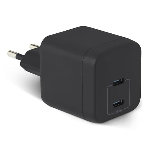 Amazon Basics 35W Nano GaN USB-C wandlader met 2 poorten, zwart