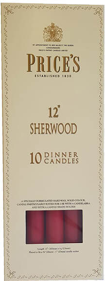 Price's Candles 12 Sherwood Pack of 10 Wine Red Candles