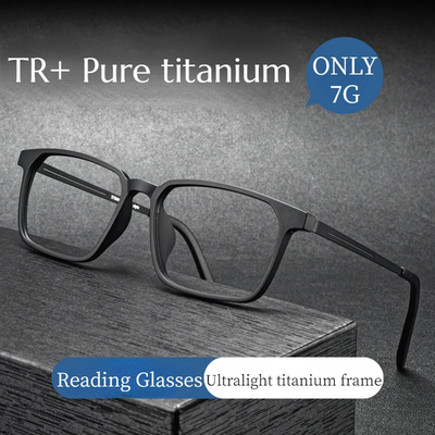 Pure Titanium Anti Blue Light Reading Glasses For Men, Presbyopia Eyewear With Diopter Strengths black strength 250