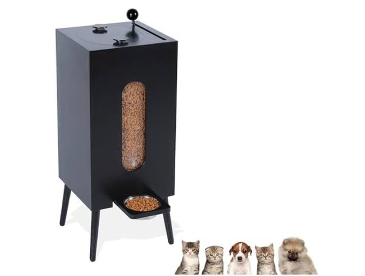Aufbewahrungsbehälter Für Tierfutter, Katzennapf, Fassungsvermögen: 18–20 Kg Hundefutter, Futterstation Für Katzen, Futterspender-Set, Für Wohnzimmer, Geeignet Kleine Bis Mittelgroße Hunde