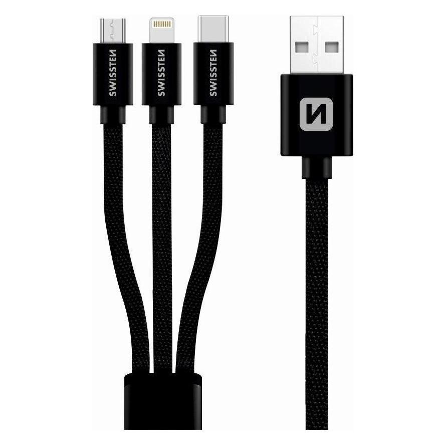 Swissten Textile Universal 3in1 USB-C (1.20 m, USB 2.0) (72501101)