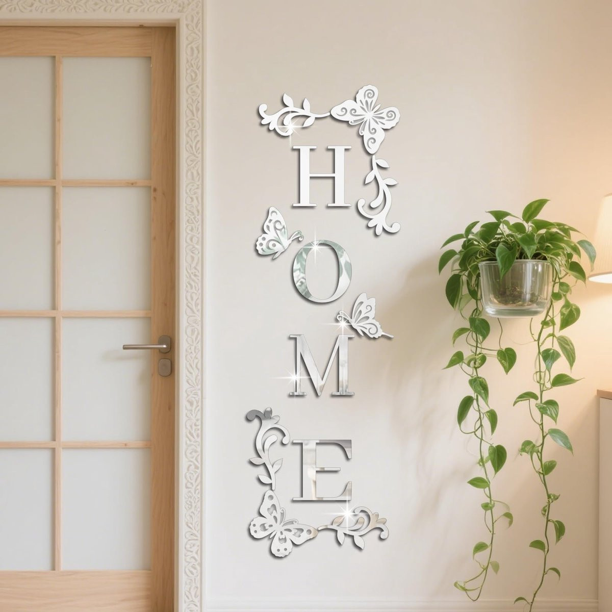 Omgoods Zilveren Letters Acryl Muurstickers Butterfly Wanddecoratie