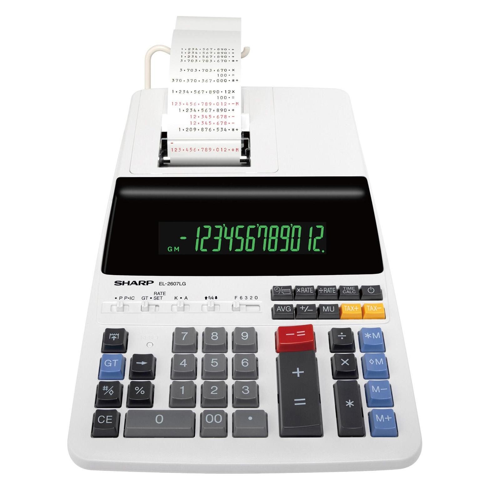 Sharp Druckender Tischrechner EL-2607 LG (Batteriebetrieb, Netzbetrieb) (EL2607LG)