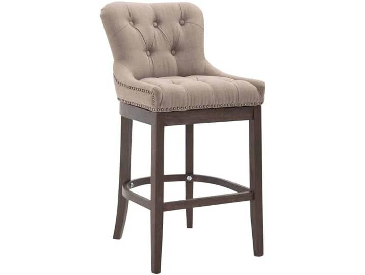 CLP Barhocker Lakewood Stoff-Bezug I Gepolstertert I Gestell Aus Dunklem Holz, Farbe:Taupe