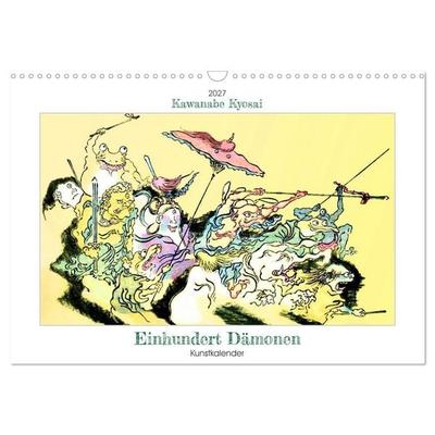 Kawanabe Kyosai - Einhundert Dämonen Kunstkalender (Wandkalender 2027 DIN A3 quer), CALVENDO Monatskalender