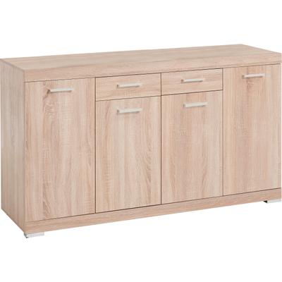 Kommode FMD "Bristol", braun (eiche nb), B:160cm H:89,9cm T:49,9cm, Sideboards, Kommode, Kommode/Sideboard mit 4 Türen u. 2 Schubkästen, Breite 160 cm