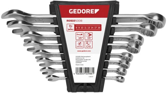 Gedore Jeu de clés mixtes 9-19 mm, 8 pièces R09105008 ; Gedore Red (3300988)