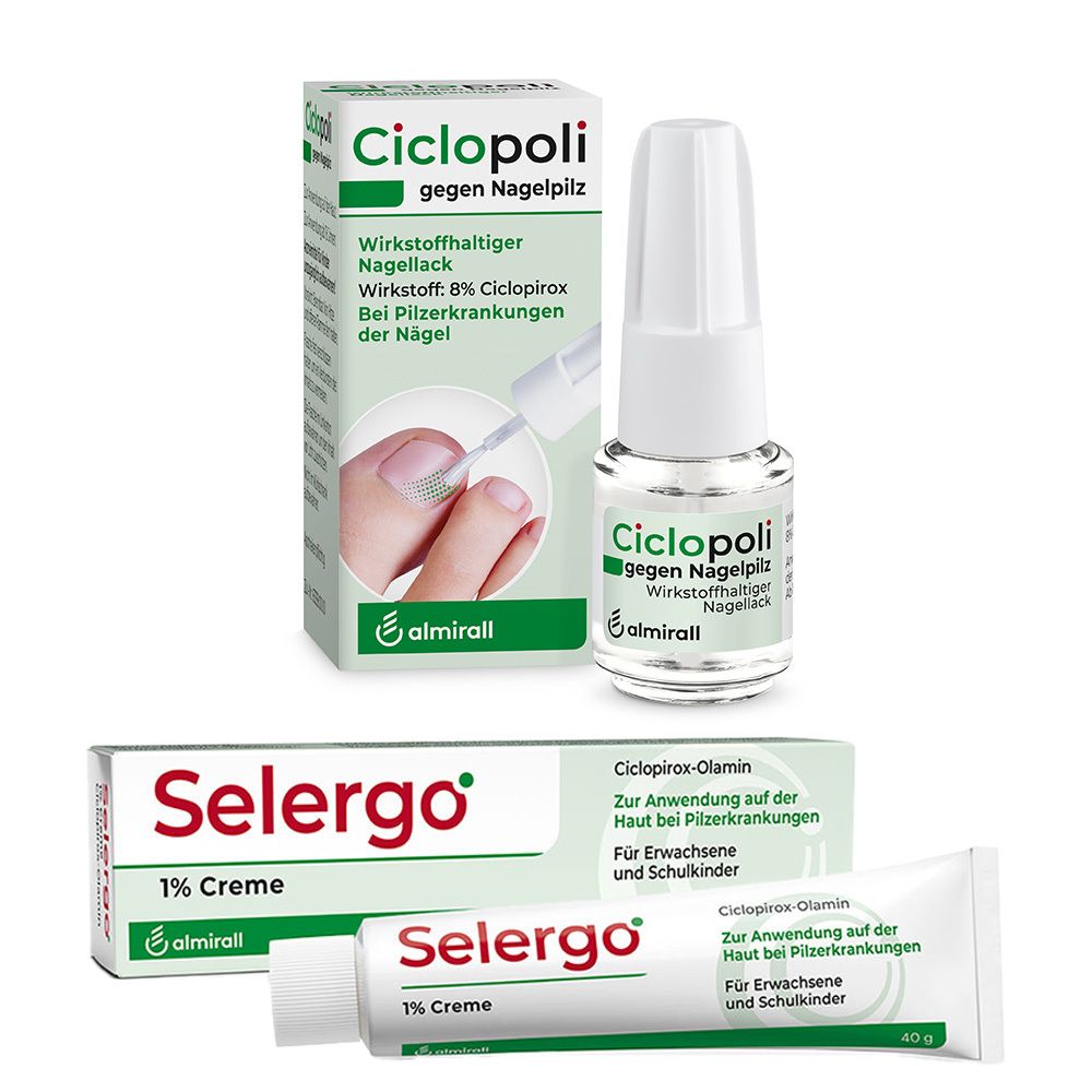 Ciclopoli gegen Nagelpilz wirkstoffhalt.Nagellack + Selergo 1% Creme 6,6+4 ml Kombipackung