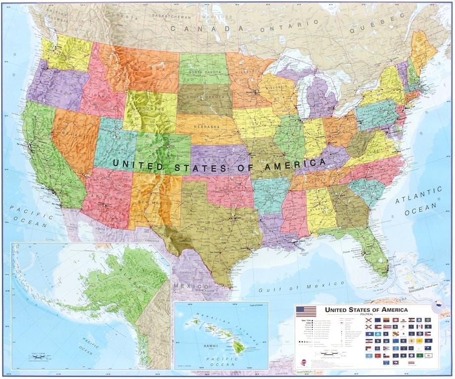 Poster plastifié (en anglais) - USA politique - 120 x 100 cm   Maps International