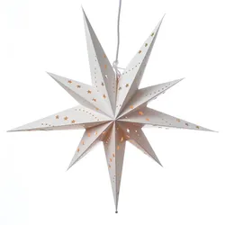 MARELIDA Papierstern Emma Weihnachtsstern Faltstern Leuchtstern D: 58cm inkl. Kabel weiß