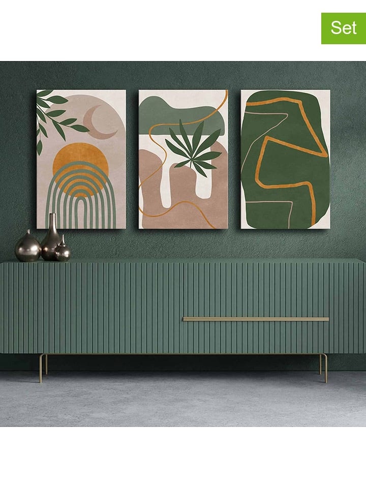 ABERTO DESIGN 3er-Set: Leinwanddrucke - (L)70 x (B)45 cm - onesize