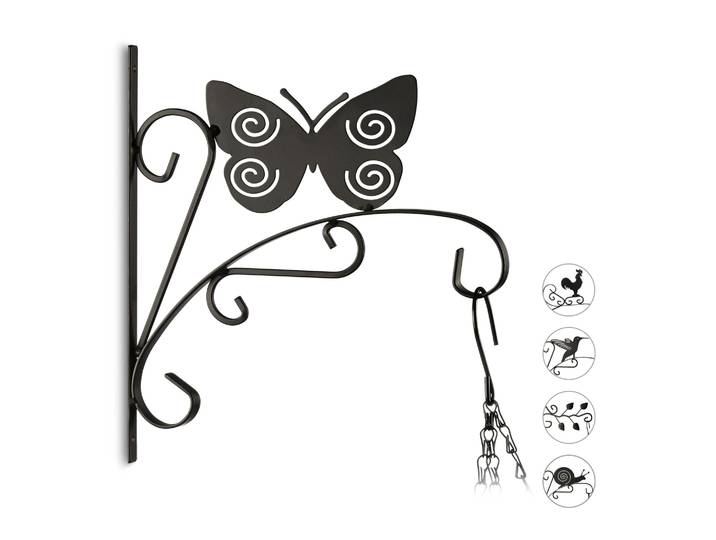 Blumenhaken mit verschiedenen Motiven Schwarz