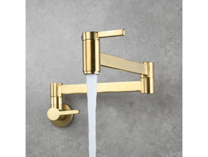 Robinet de remplissage de Pot, robinet de cuisine pliable mural, robinet d'évier monotrou froid, bec pliant rotatif, laiton doré brossé