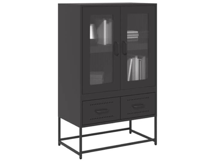 RJPLMFV Anrichte, hoch, 68 x 39 x 111,5 cm, Stahl, Schwarz Geschlossene Aufbewahrung, Tür wendbar, Komfortgriffe, Wandbefestigung inklusive