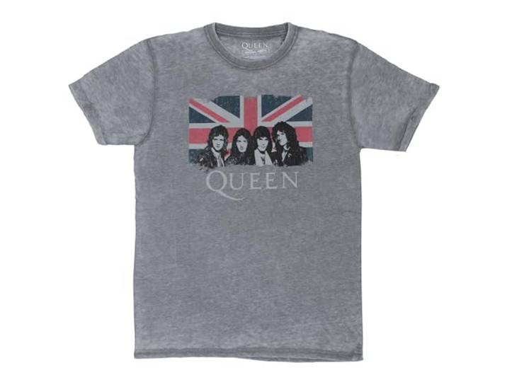 Queen Heren Vintage Union Jack Vintage T-shirt houtskool - grijs - XL