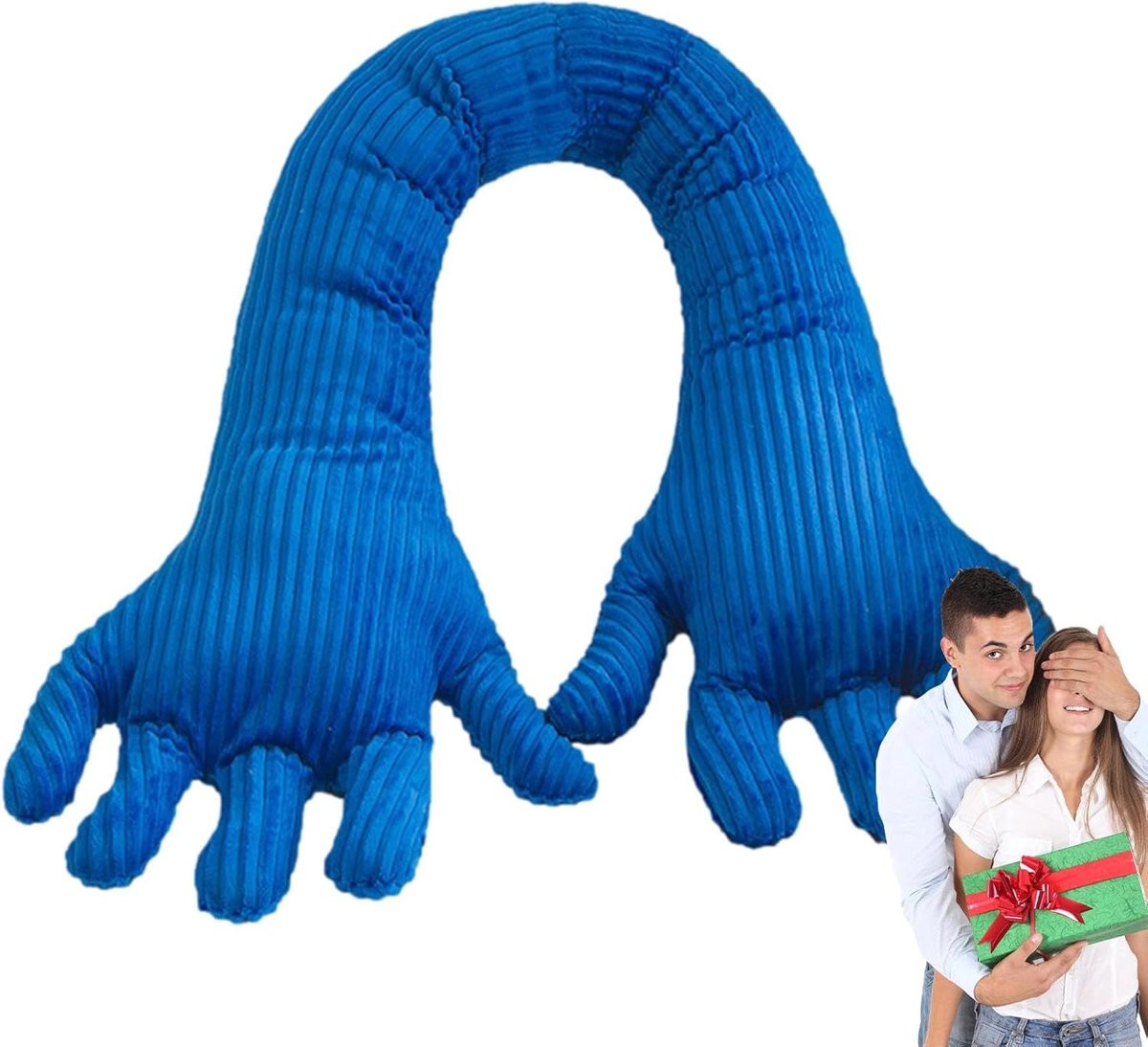 Blauw Handkussen in Palm Vorm voor op de Bank - 80 cm Lang