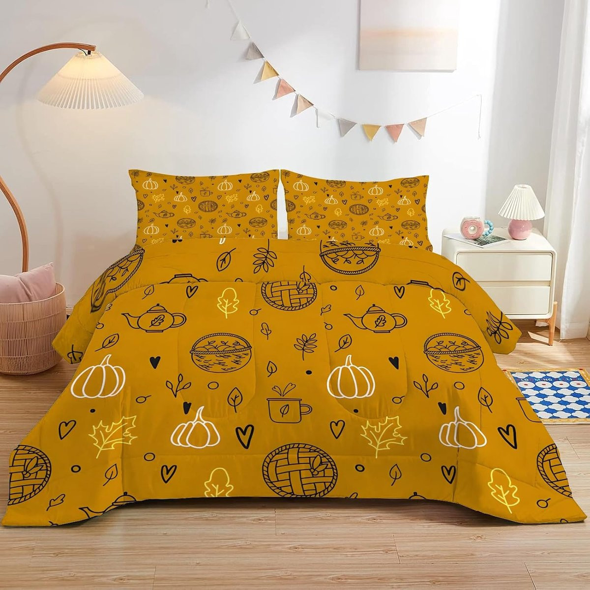 Pompoen Dekbedovertrek Set voor Tweepersoons - Oranje - 200x200 cm