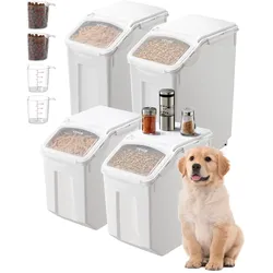 VEVOR Reis-Aufbewahrungsbehälter Vorratsdosen Hundefutterspender 4 Stk. 2 x 15 L / /20 L x 2 Behälter für Küchenzutaten Getreide Müsli, Tierfutterbehälter mit Rädern Messbecher luftdichter Deckel