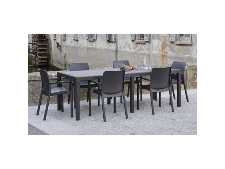 Table d'extérieur Roma Table à manger rectangulaire extensible Table de jardin extensible effet rotin 150x90h72 cm Anthracite