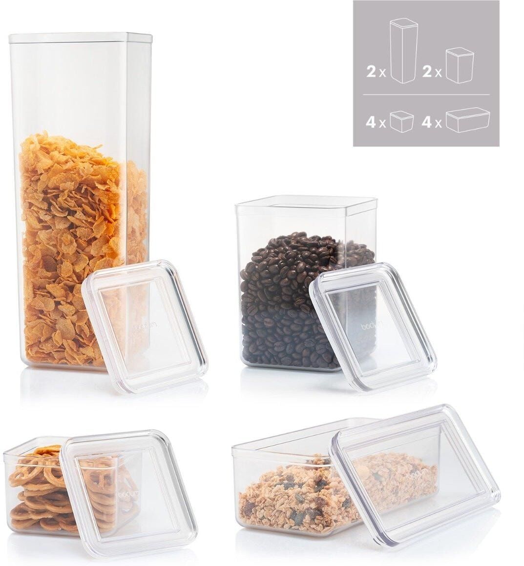 Vorratsdose BODUM "12er Set Canteen", transparent, Kunststoff, Lebensmittelaufbewahrungsbehälter, Vorratsdose transparent Einheitsgröße